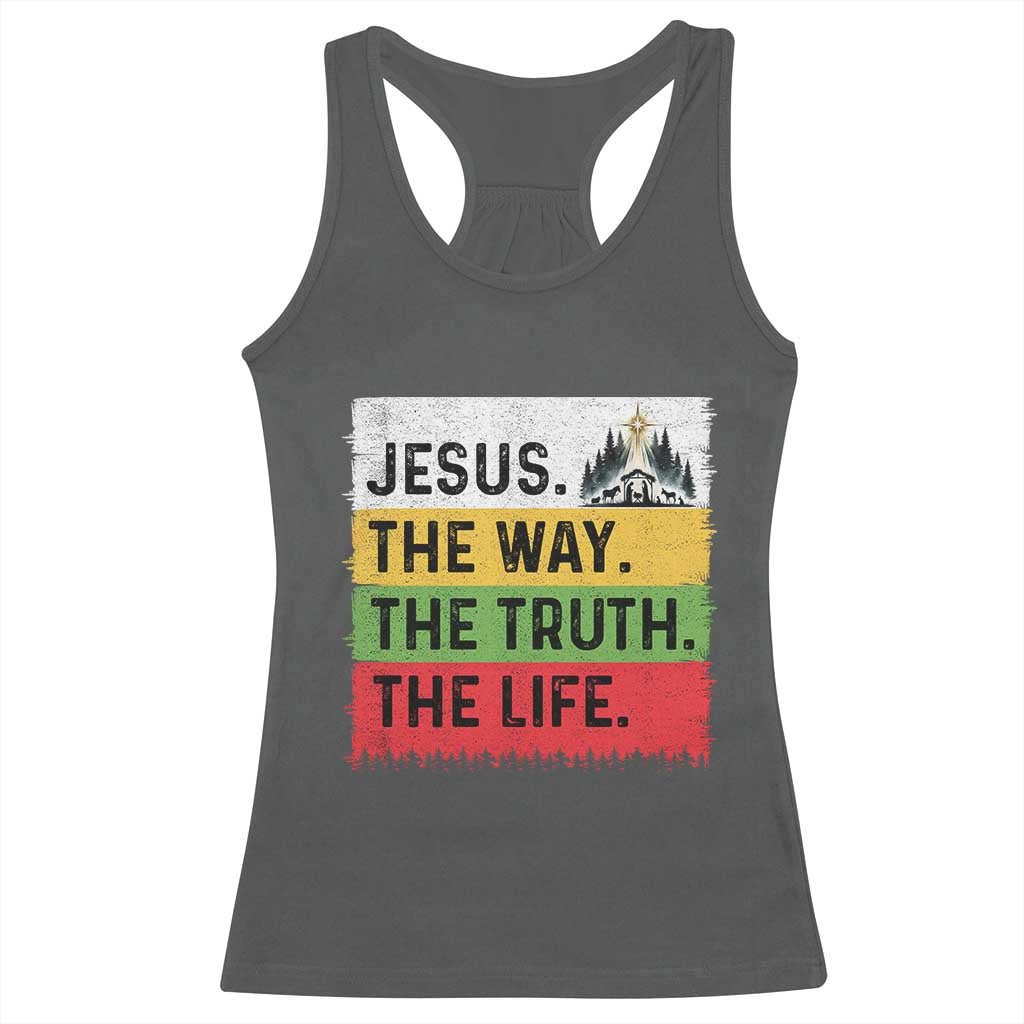 Jesus Christian Racerback Tank Top The Way The Truth The Life Nativity Scene TS14 Dark Heather Print Your Wear