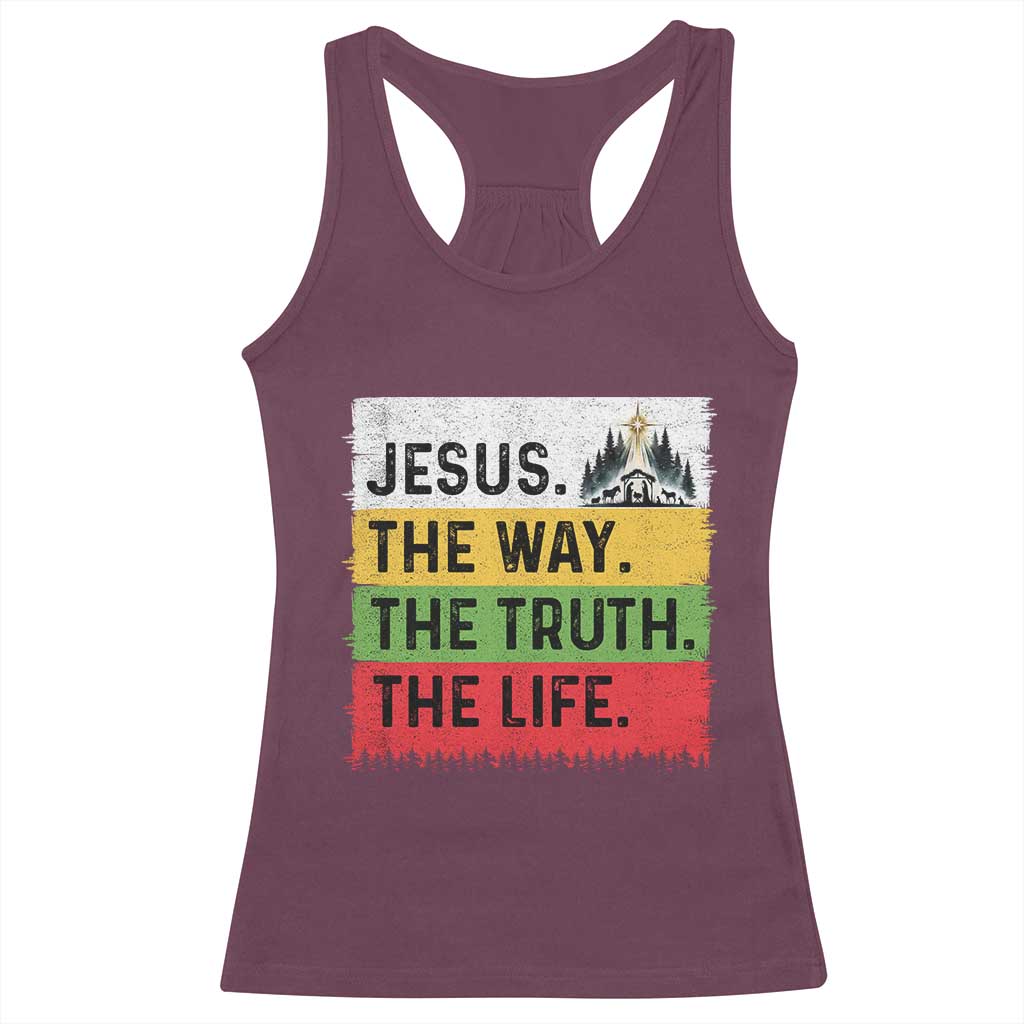 Jesus Christian Racerback Tank Top The Way The Truth The Life Nativity Scene TS14 Maroon Print Your Wear