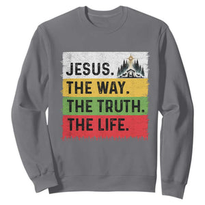 Jesus Christian Sweatshirt The Way The Truth The Life Nativity Scene TS14 Charcoal Print Your Wear