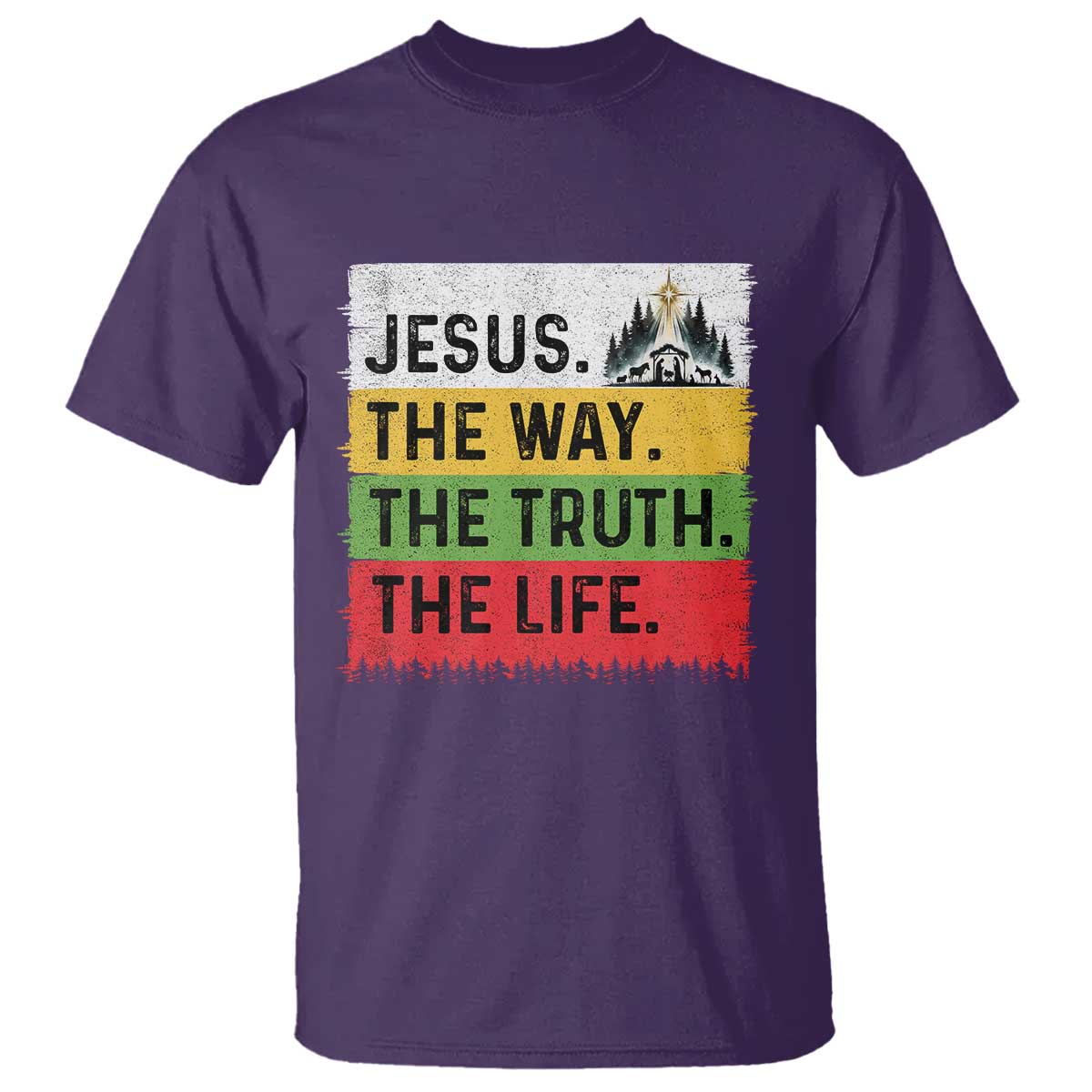 Jesus Christian T Shirt The Way The Truth The Life Nativity Scene TS14 Purple Print Your Wear
