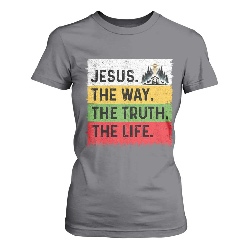 Jesus Christian T Shirt For Women The Way The Truth The Life Nativity Scene TS14 Charcoal Print Your Wear