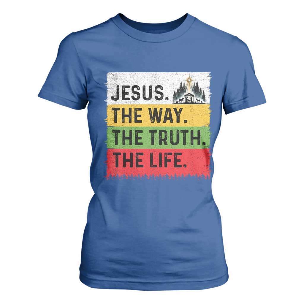 Jesus Christian T Shirt For Women The Way The Truth The Life Nativity Scene TS14 Royal Blue Print Your Wear
