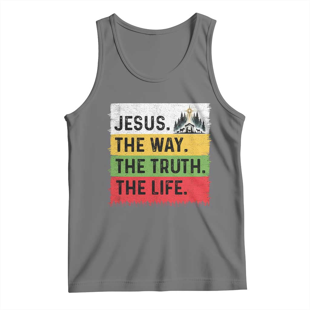 Jesus Christian Tank Top The Way The Truth The Life Nativity Scene TS14 Black Heather Print Your Wear