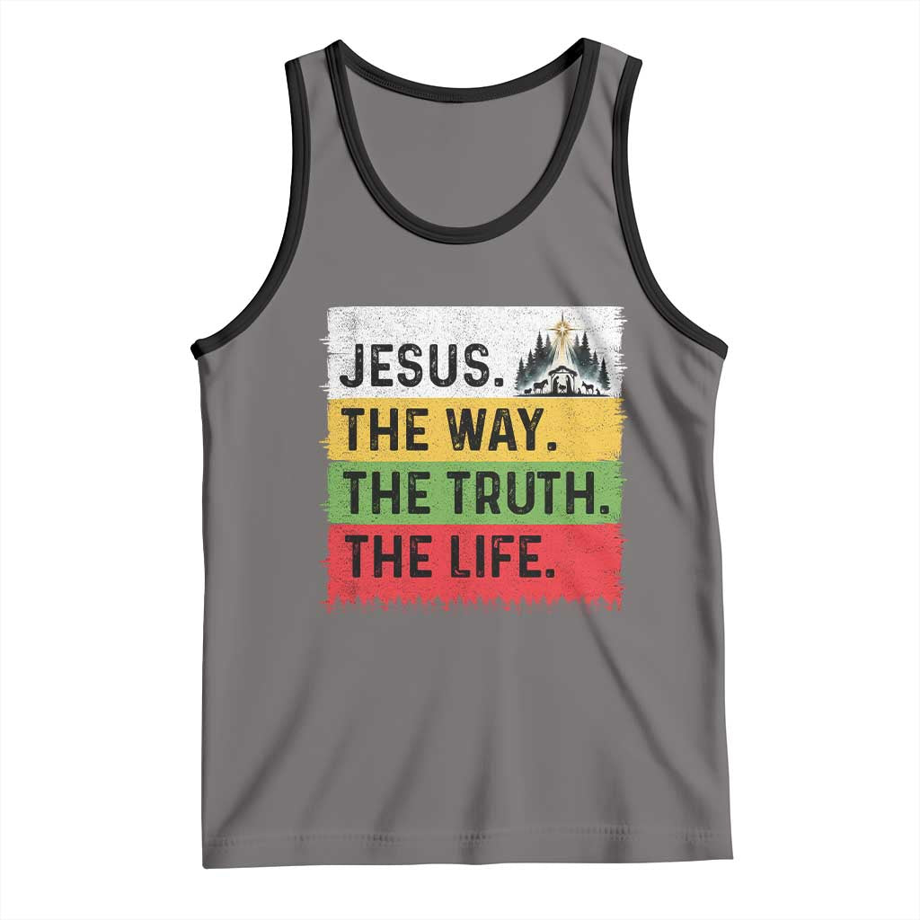 Jesus Christian Tank Top The Way The Truth The Life Nativity Scene TS14 Deep Heather Black Print Your Wear