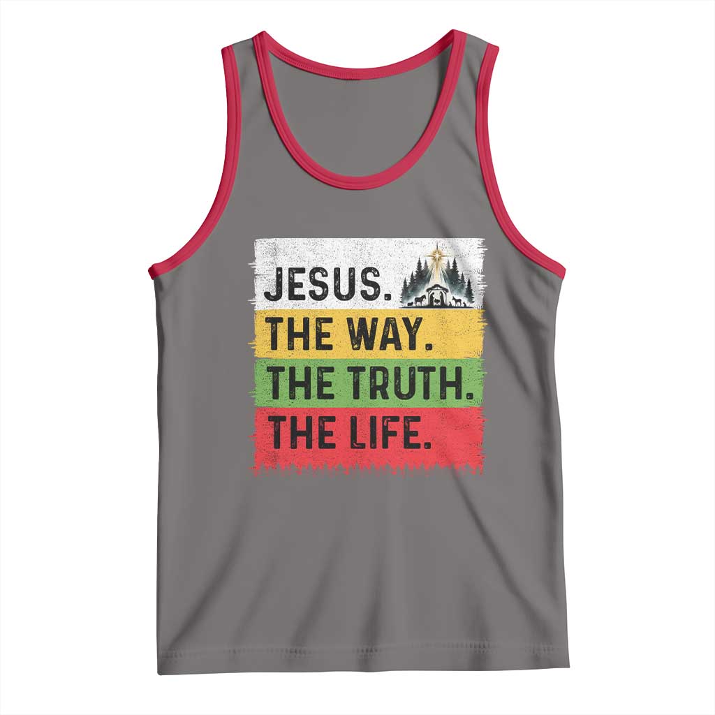 Jesus Christian Tank Top The Way The Truth The Life Nativity Scene TS14 Deep Heather Red Print Your Wear