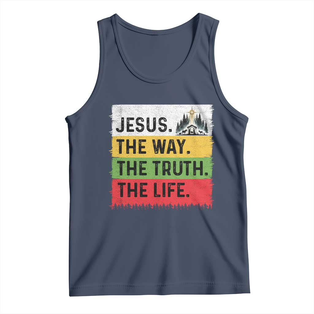 Jesus Christian Tank Top The Way The Truth The Life Nativity Scene TS14 Navy Print Your Wear