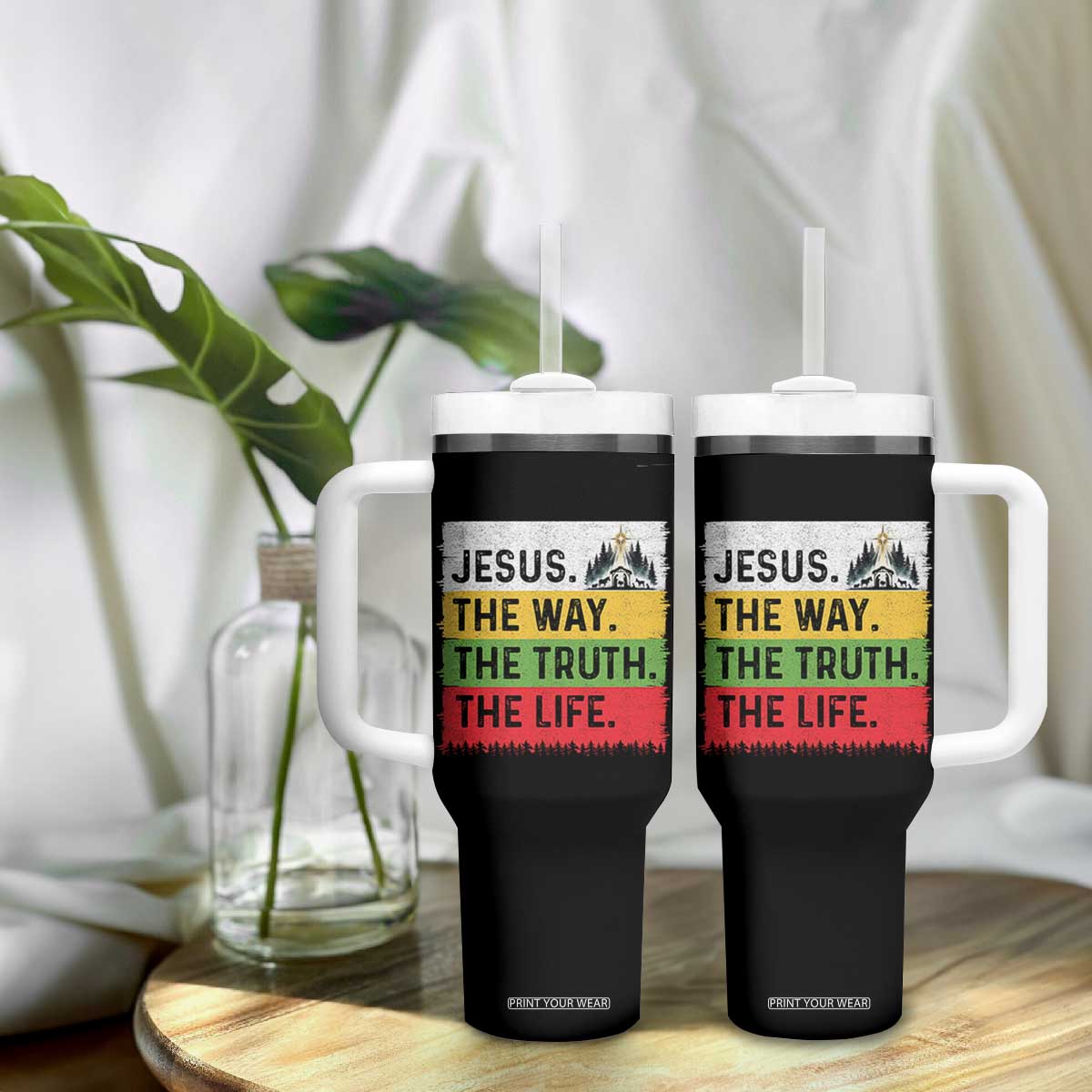 Jesus Christian Tumbler With Handle The Way The Truth The Life Nativity Scene TS14 Print Your Wear