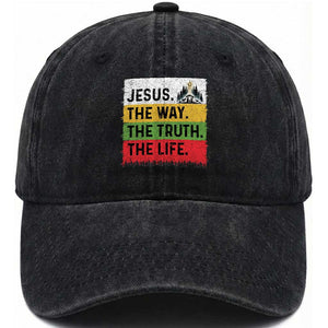 Jesus Christian Washed Cotton Baseball Cap The Way The Truth The Life Nativity Scene TS14 Washed Cap Universal Fit Black Print Your Wear