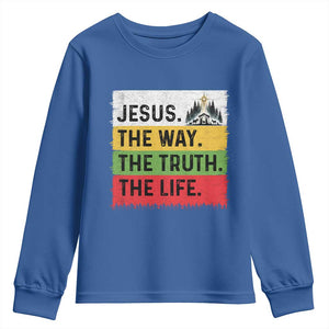 Jesus Christian Youth Sweatshirt The Way The Truth The Life Nativity Scene TS14 Royal Blue Print Your Wear
