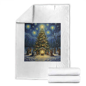 Nativity Scene Throw Blanket Christmas Starry Night Christian Jesus Baby Jesus Holiday TS14 Black Print Your Wear