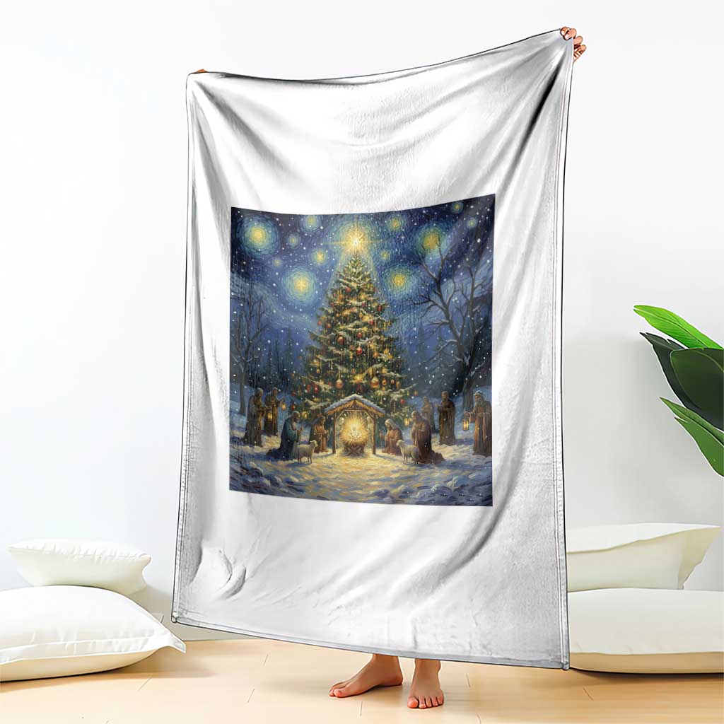 Nativity Scene Throw Blanket Christmas Starry Night Christian Jesus Baby Jesus Holiday TS14 Print Your Wear