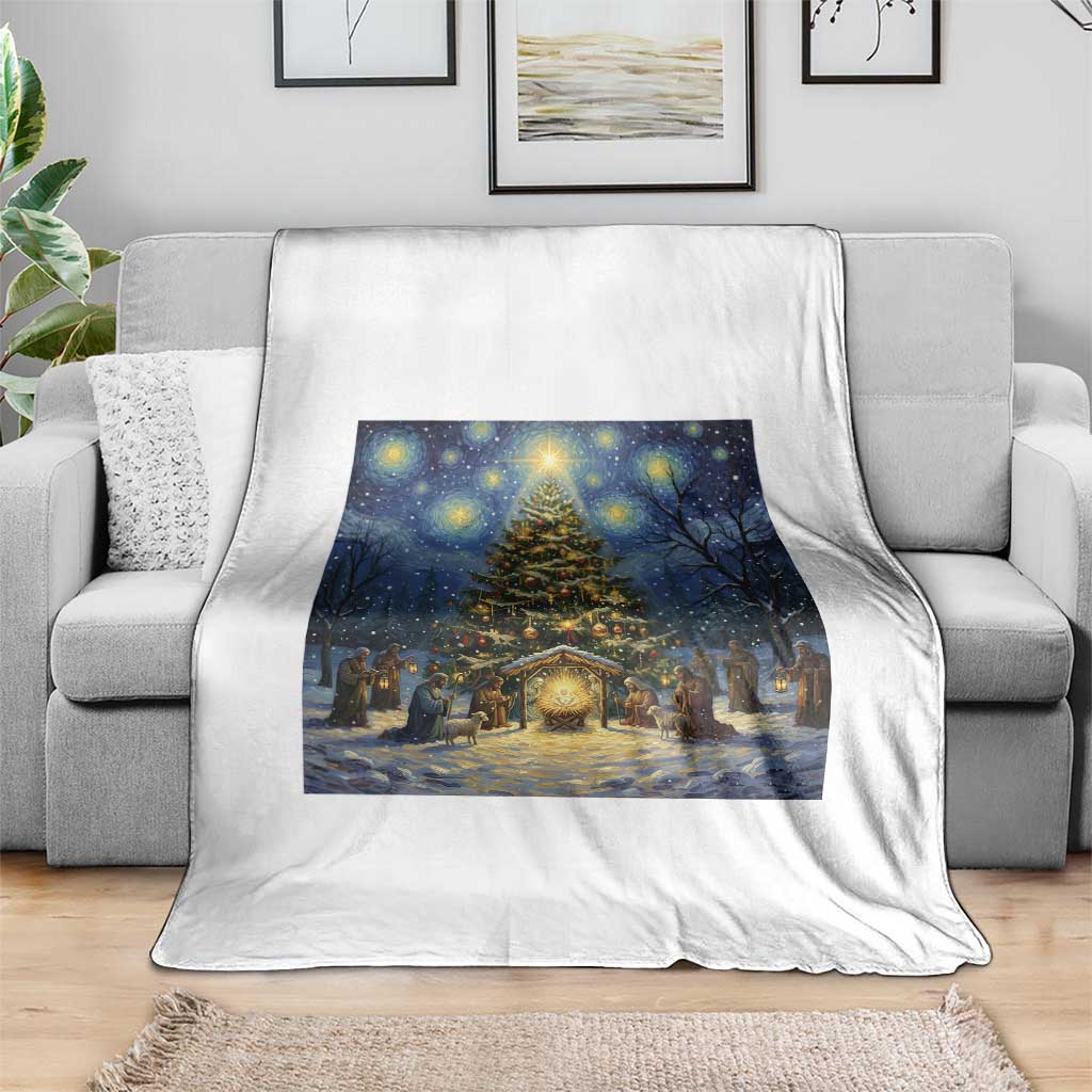 Nativity Scene Throw Blanket Christmas Starry Night Christian Jesus Baby Jesus Holiday TS14 Print Your Wear