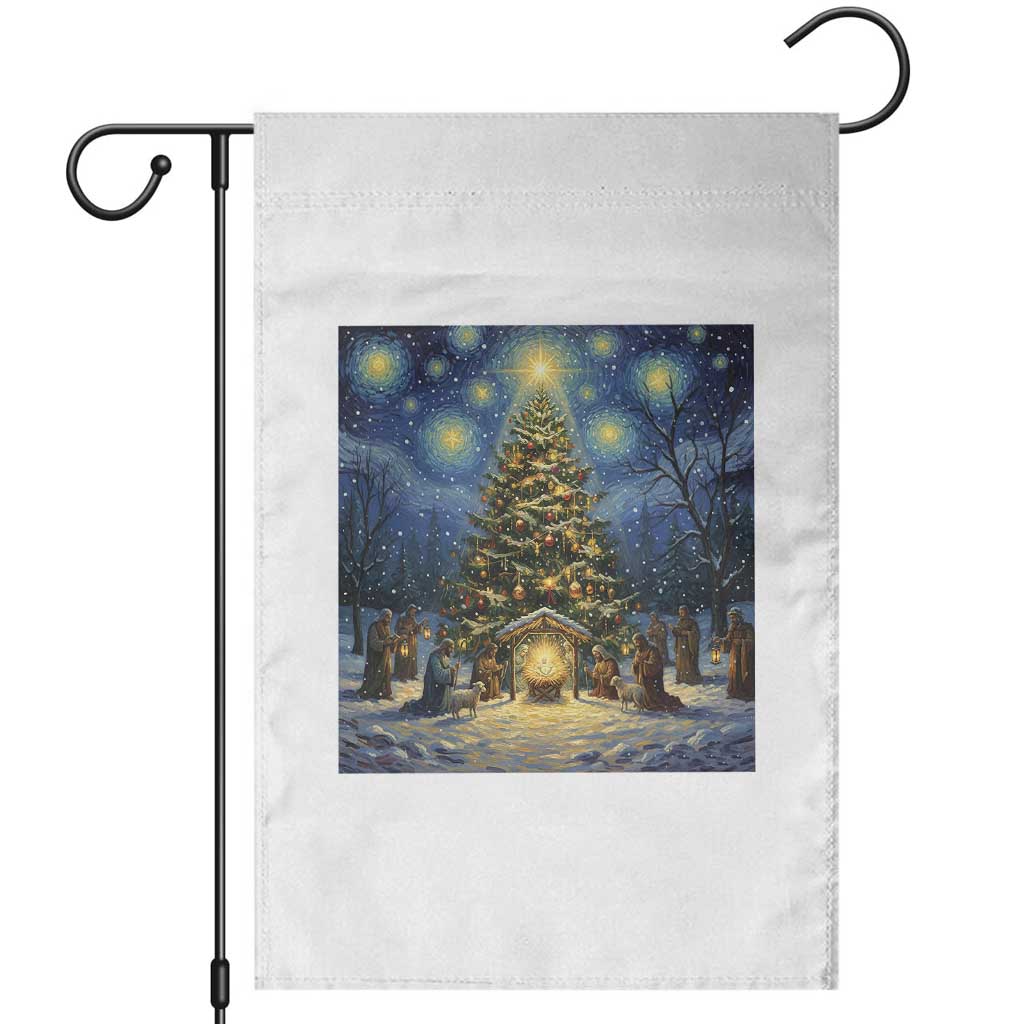 Nativity Scene Garden Flag Christmas Starry Night Christian Jesus Baby Jesus Holiday TS14 Black Print Your Wear