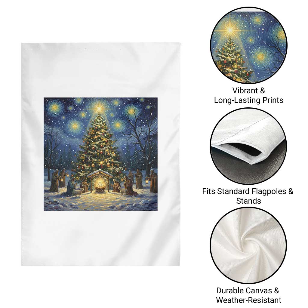 Nativity Scene Garden Flag Christmas Starry Night Christian Jesus Baby Jesus Holiday TS14 Print Your Wear