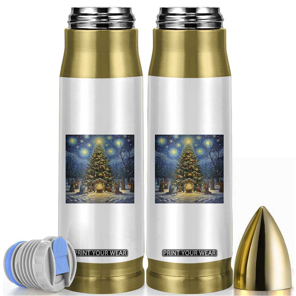 Nativity Scene Bullet Tumbler Christmas Starry Night Christian Jesus Baby Jesus Holiday TS14 Black Print Your Wear