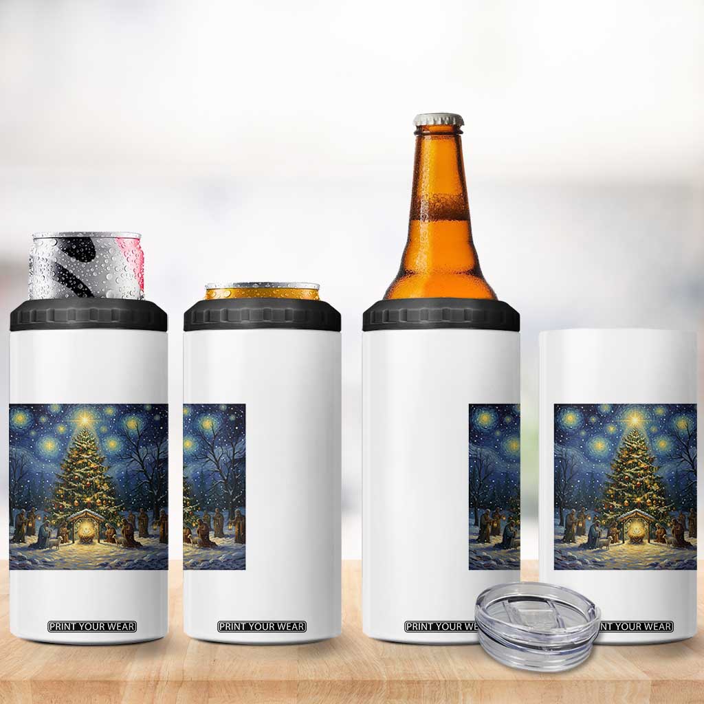Nativity Scene 4 in 1 Can Cooler Tumbler Christmas Starry Night Christian Jesus Baby Jesus Holiday TS14 Print Your Wear