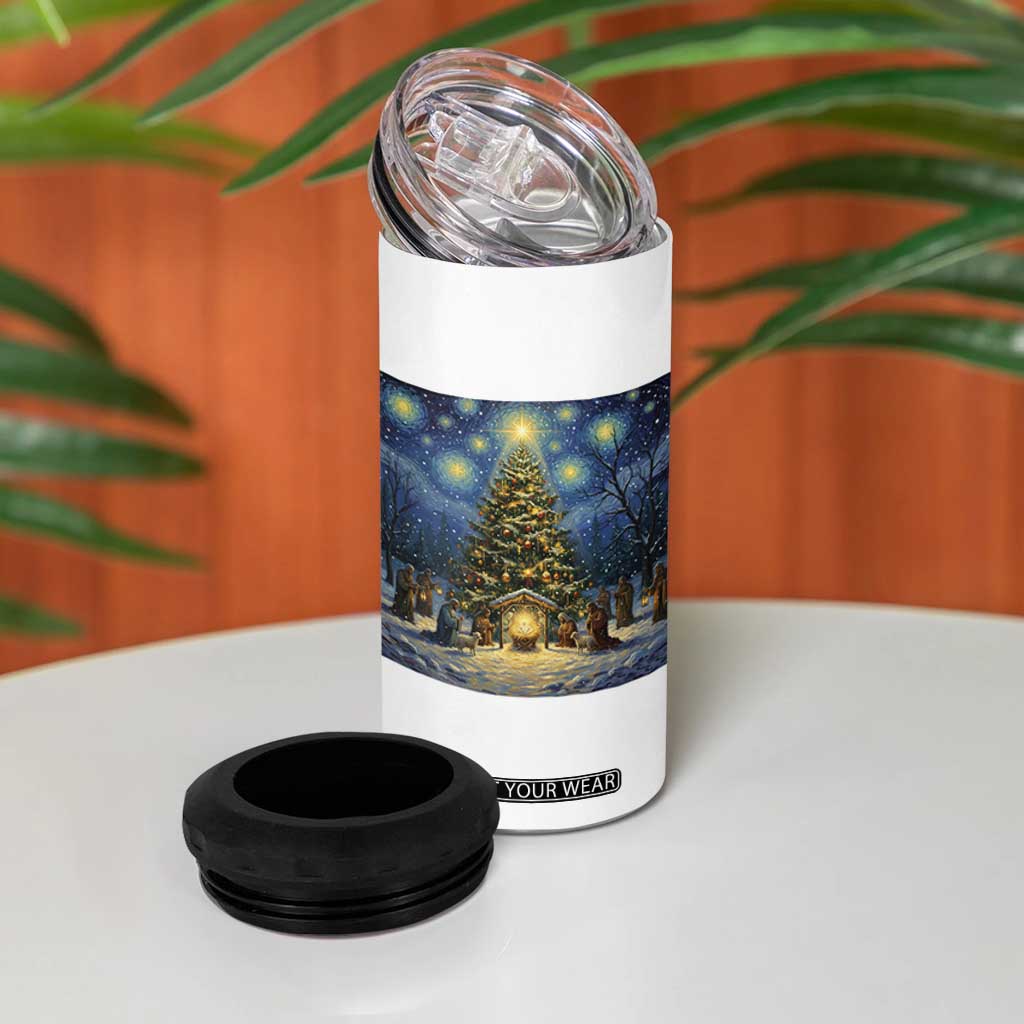 Nativity Scene 4 in 1 Can Cooler Tumbler Christmas Starry Night Christian Jesus Baby Jesus Holiday TS14 Print Your Wear
