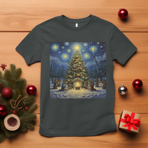 Nativity Scene T Shirt Christmas Starry Night Christian Jesus Baby Jesus Holiday TS14 Dark Heather Print Your Wear