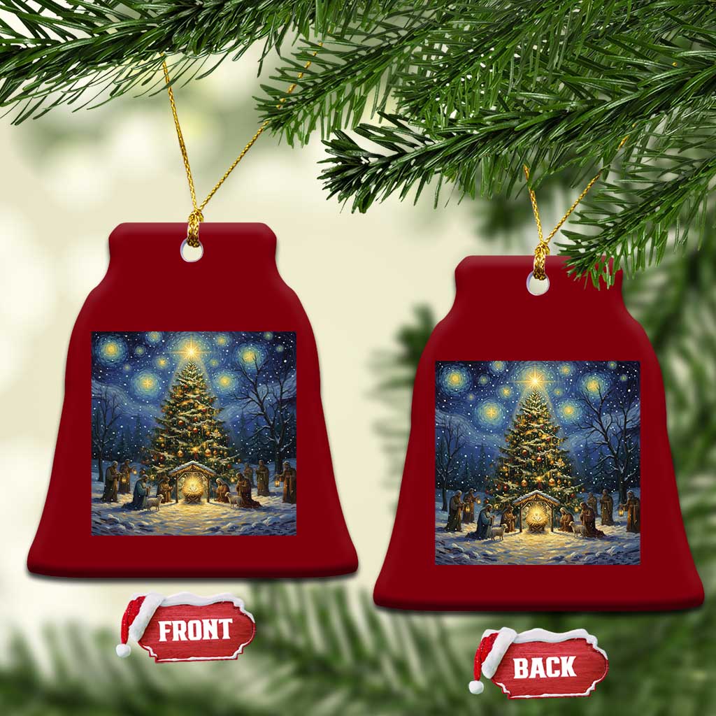 Nativity Scene Ceramic Ornament Xmas Starry Night Christian Jesus Baby Jesus Holiday TS14 Print Your Wear