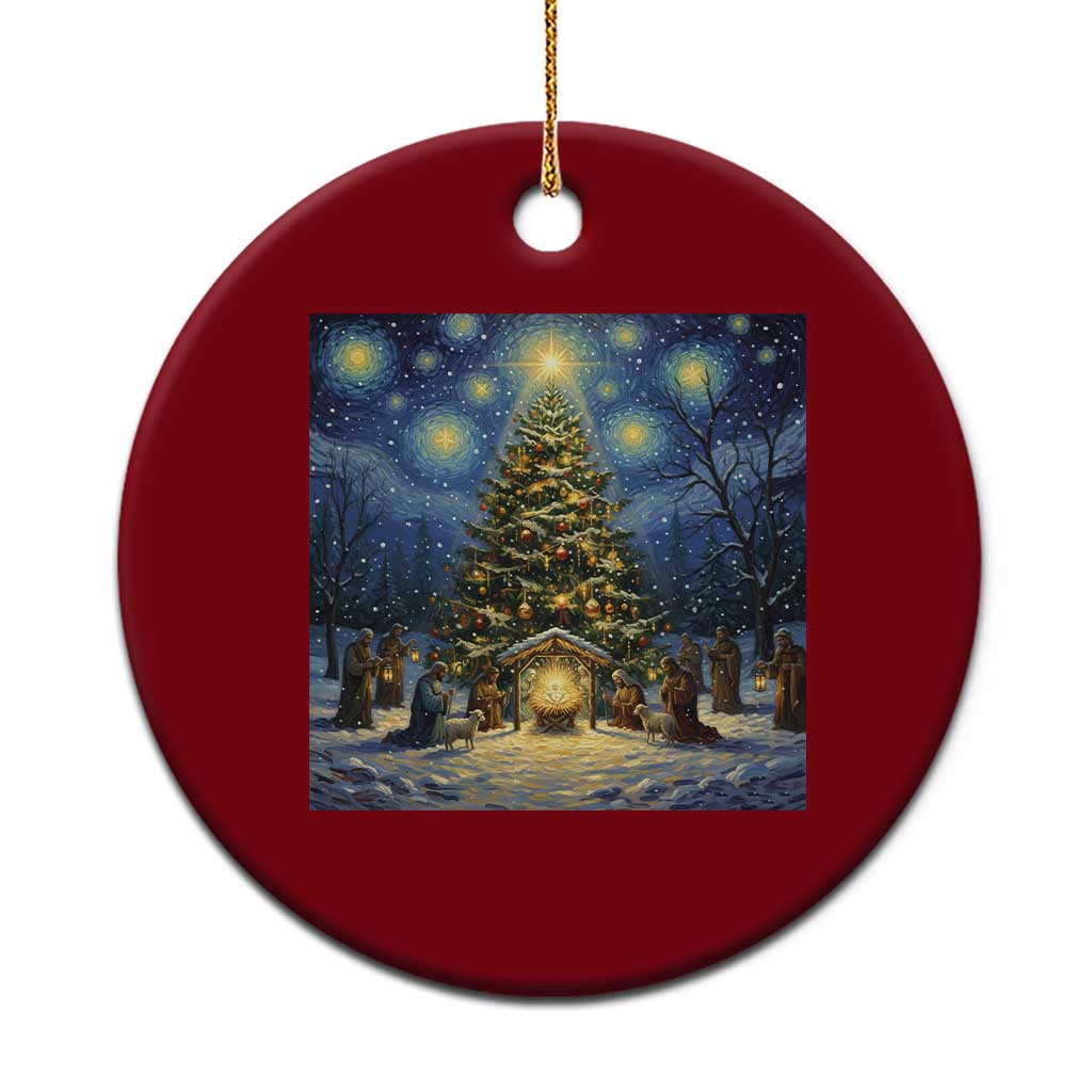 Nativity Scene Ceramic Ornament Xmas Starry Night Christian Jesus Baby Jesus Holiday TS14 1pc Red Print Your Wear