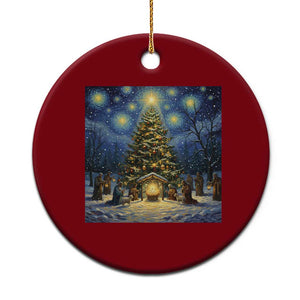 Nativity Scene Ceramic Ornament Xmas Starry Night Christian Jesus Baby Jesus Holiday TS14 1pc Red Print Your Wear