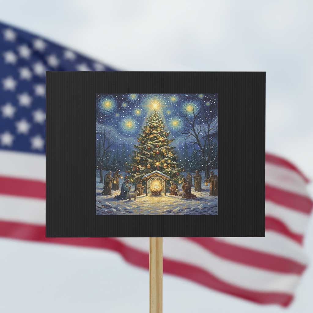 Nativity Scene Protest Sign Christmas Starry Night Christian Jesus Baby Jesus Holiday TS14 Horizontal 18