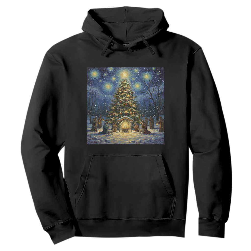 Nativity Scene Hoodie Christmas Starry Night Christian Jesus Baby Jesus Holiday TS14 Black Print Your Wear