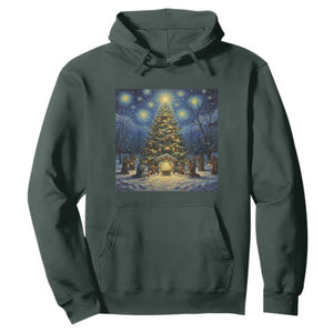 Nativity Scene Hoodie Christmas Starry Night Christian Jesus Baby Jesus Holiday TS14 Dark Forest Green Print Your Wear