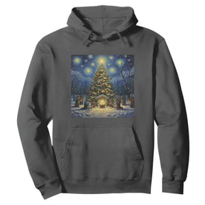 Nativity Scene Hoodie Christmas Starry Night Christian Jesus Baby Jesus Holiday TS14 Dark Heather Print Your Wear