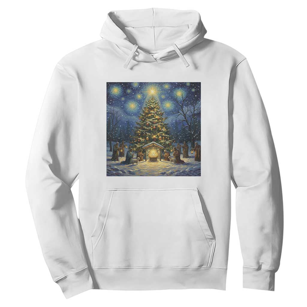 Nativity Scene Hoodie Christmas Starry Night Christian Jesus Baby Jesus Holiday TS14 White Print Your Wear