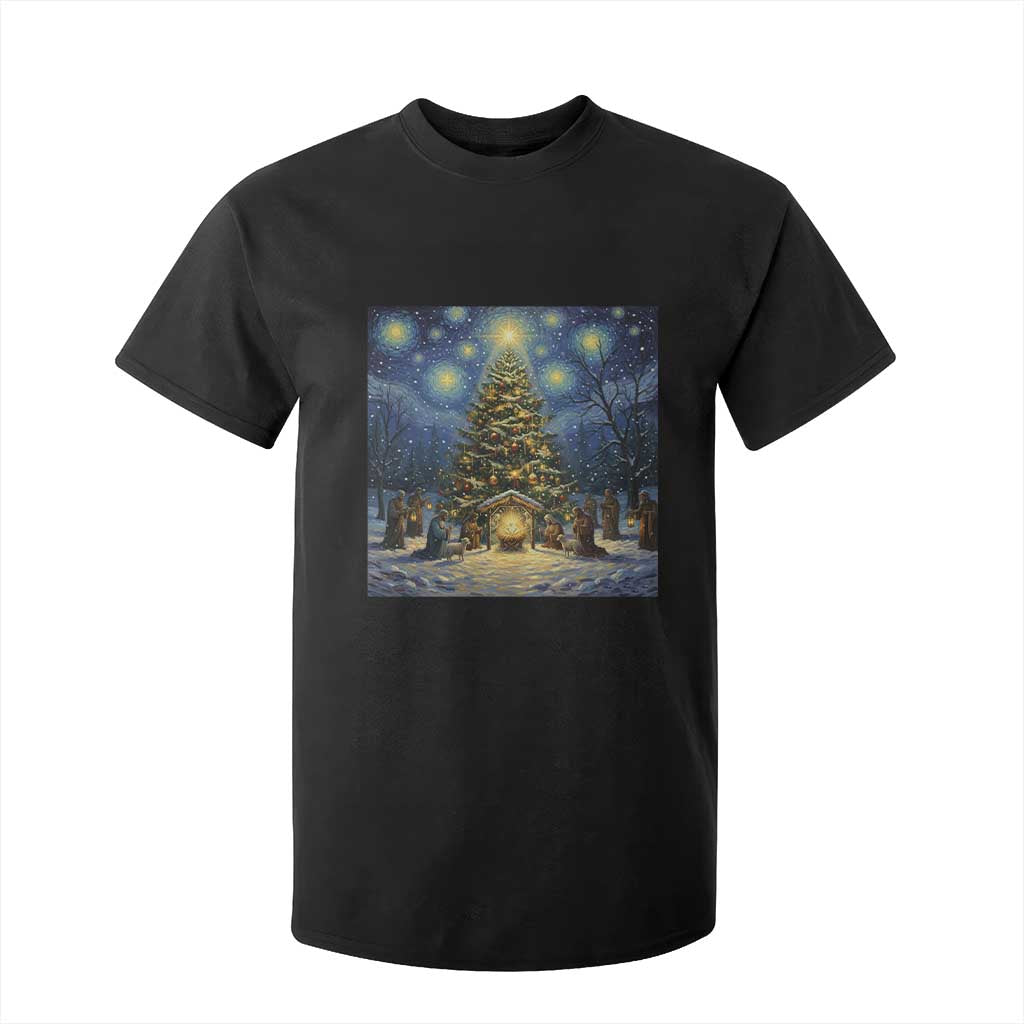 Nativity Scene T Shirt For Kid Christmas Starry Night Christian Jesus Baby Jesus Holiday TS14 Black Print Your Wear