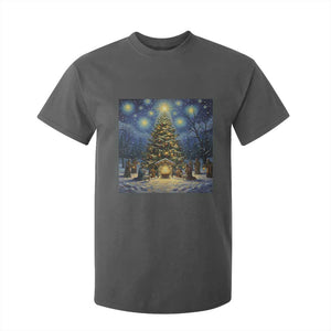 Nativity Scene T Shirt For Kid Christmas Starry Night Christian Jesus Baby Jesus Holiday TS14 Dark Heather Print Your Wear
