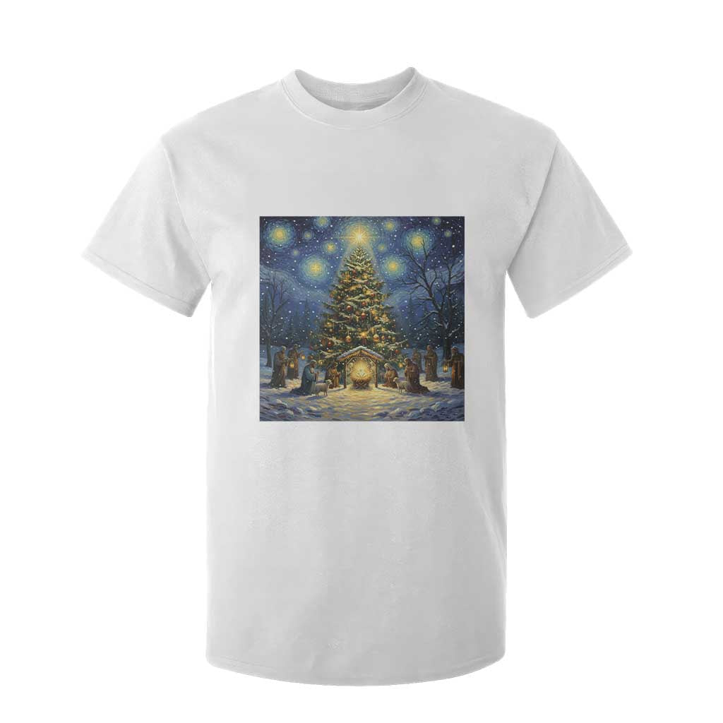 Nativity Scene T Shirt For Kid Christmas Starry Night Christian Jesus Baby Jesus Holiday TS14 White Print Your Wear
