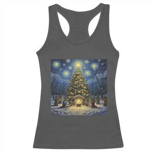 Nativity Scene Racerback Tank Top Christmas Starry Night Christian Jesus Baby Jesus Holiday TS14 Dark Heather Print Your Wear