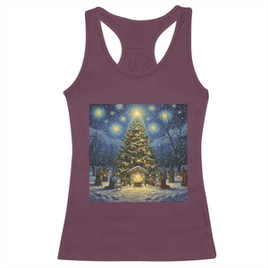 Nativity Scene Racerback Tank Top Christmas Starry Night Christian Jesus Baby Jesus Holiday TS14 Maroon Print Your Wear