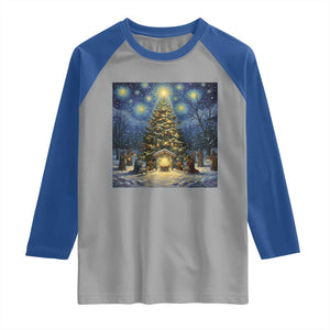 Nativity Scene Raglan Shirt Christmas Starry Night Christian Jesus Baby Jesus Holiday TS14 Sport Gray Royal Print Your Wear