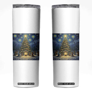 Nativity Scene Skinny Tumbler Christmas Starry Night Christian Jesus Baby Jesus Holiday TS14 Black Print Your Wear
