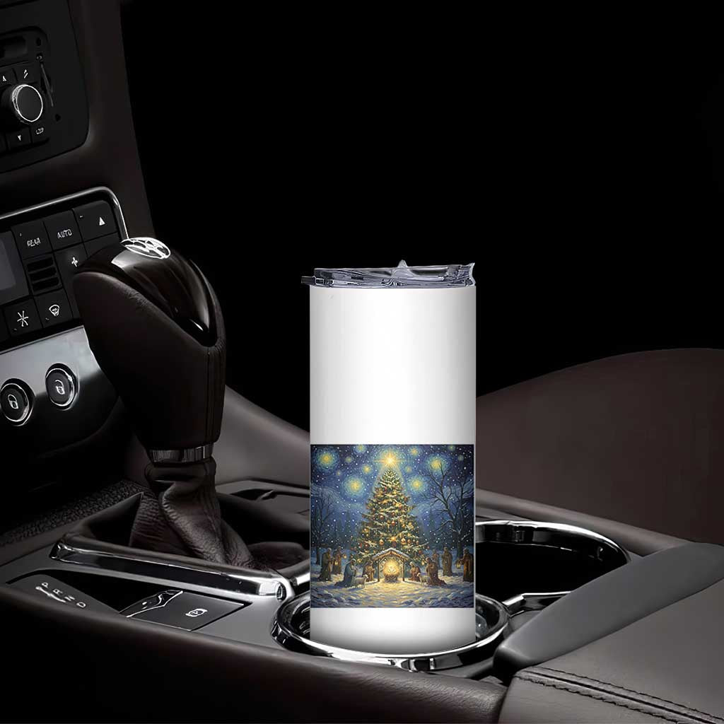 Nativity Scene Skinny Tumbler Christmas Starry Night Christian Jesus Baby Jesus Holiday TS14 Print Your Wear