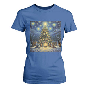 Nativity Scene T Shirt For Women Christmas Starry Night Christian Jesus Baby Jesus Holiday TS14 Royal Blue Print Your Wear