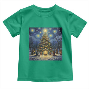 Nativity Scene Toddler T Shirt Christmas Starry Night Christian Jesus Baby Jesus Holiday TS14 Irish Green Print Your Wear