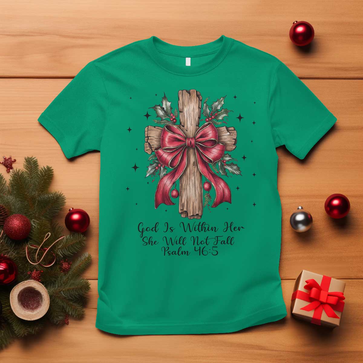 Jesus Christian T Shirt Cross Bible Verse Inspirational Christmas TS14 Irish Green Print Your Wear