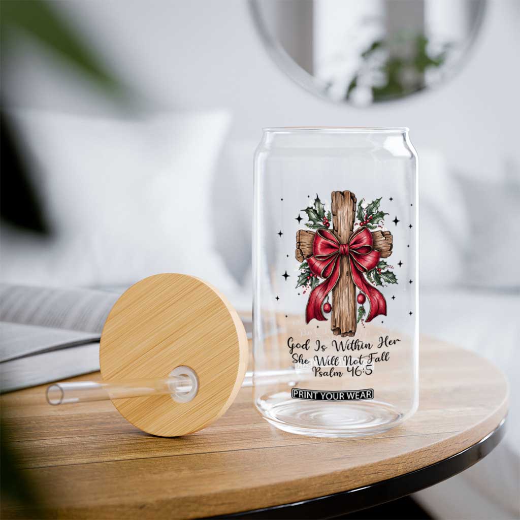 Jesus Christian Glass Can Cross Bible Verse Inspirational Christmas TS14 Print Your Wear