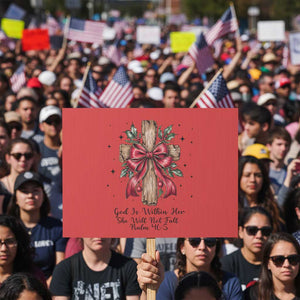 Jesus Christian Protest Sign Cross Bible Verse Inspirational Christmas TS14 Horizontal 18" × 24" Red Print Your Wear