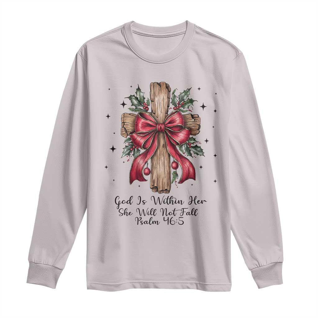 Jesus Christian Long Sleeve Shirt Cross Bible Verse Inspirational Christmas TS14 Ice Gray Print Your Wear