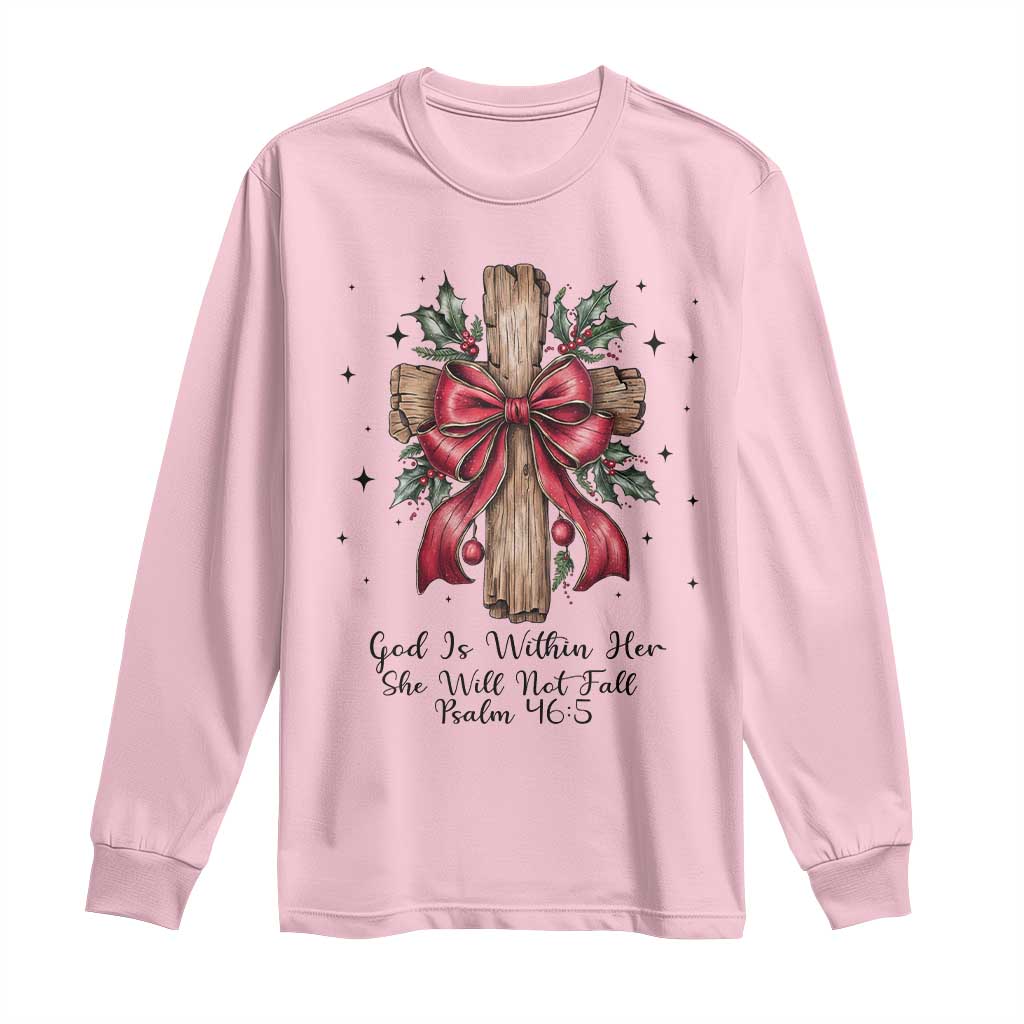 Jesus Christian Long Sleeve Shirt Cross Bible Verse Inspirational Christmas TS14 Light Pink Print Your Wear