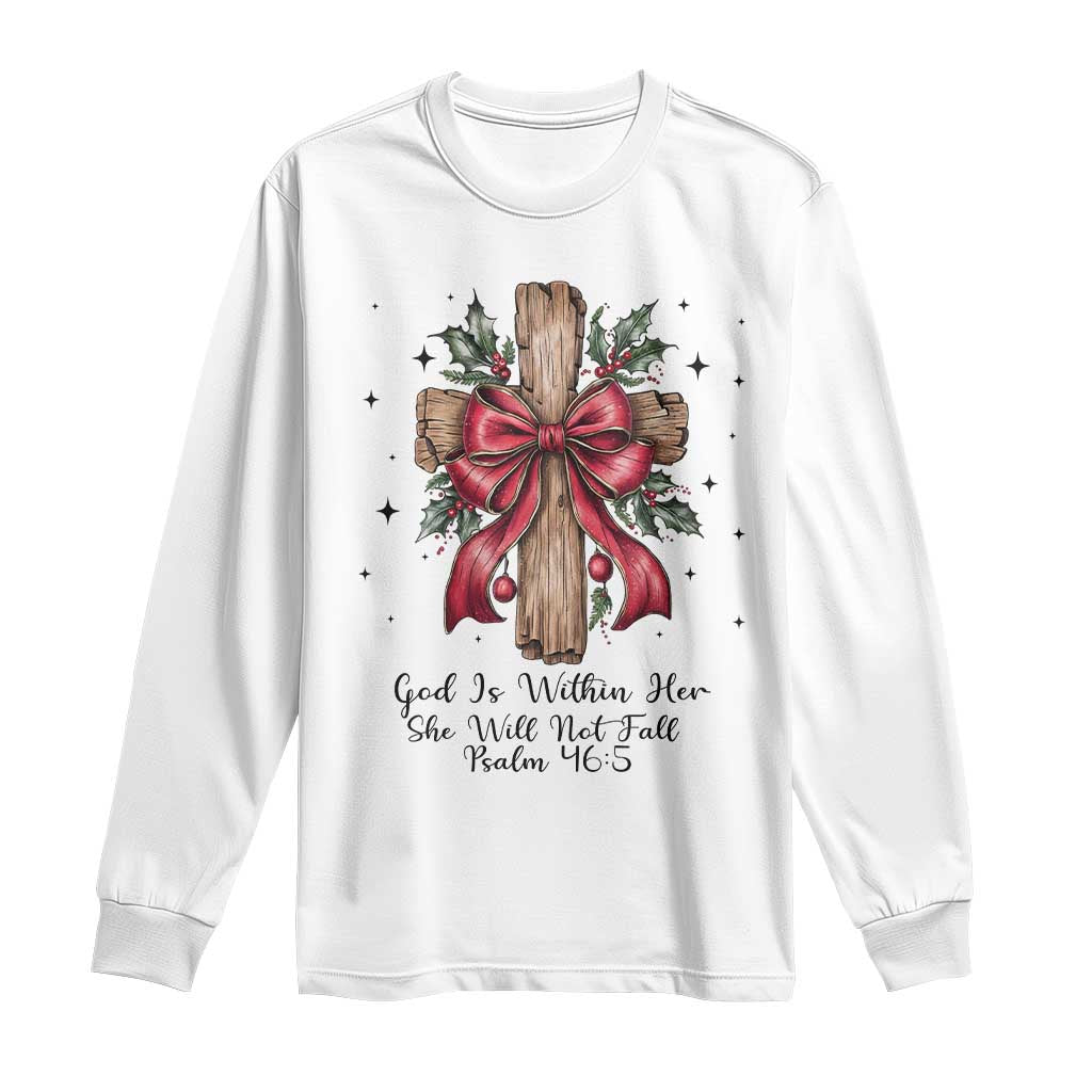 Jesus Christian Long Sleeve Shirt Cross Bible Verse Inspirational Christmas TS14 White Print Your Wear