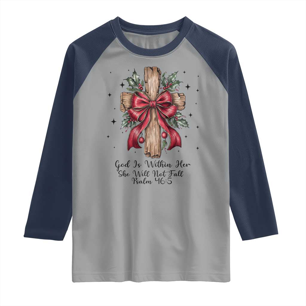 Jesus Christian Raglan Shirt Cross Bible Verse Inspirational Christmas TS14 Sport Gray Navy Print Your Wear