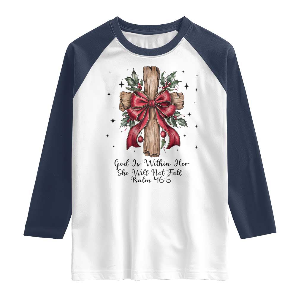 Jesus Christian Raglan Shirt Cross Bible Verse Inspirational Christmas TS14 White Navy Print Your Wear