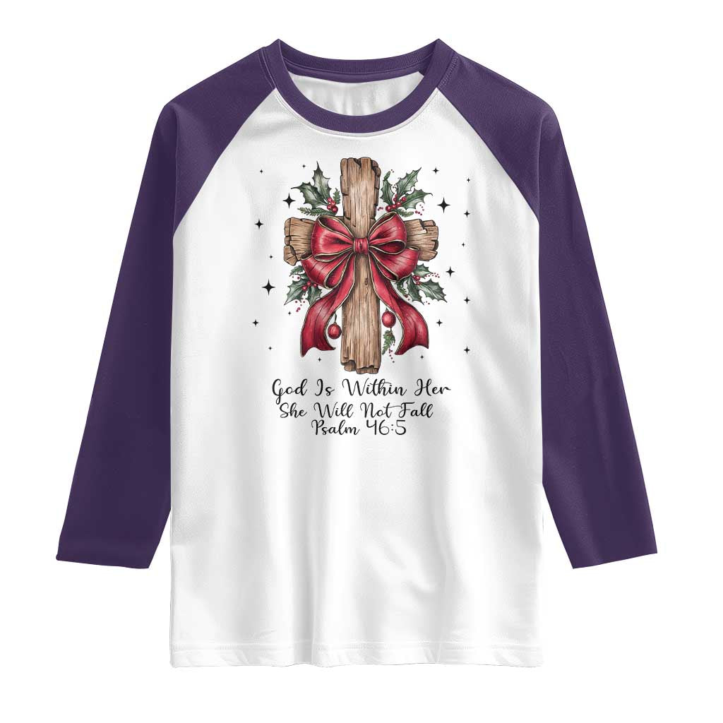 Jesus Christian Raglan Shirt Cross Bible Verse Inspirational Christmas TS14 White Purple Print Your Wear