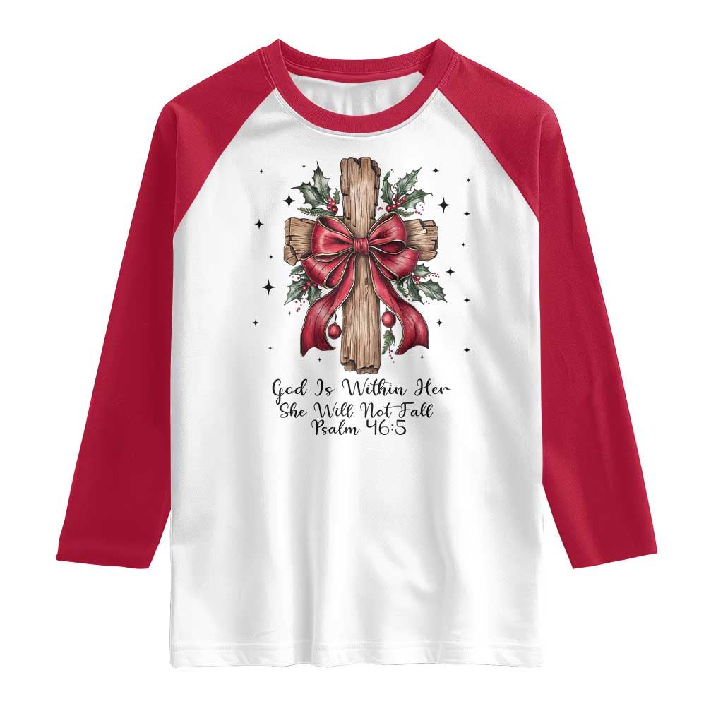 Jesus Christian Raglan Shirt Cross Bible Verse Inspirational Christmas TS14 White Red Print Your Wear